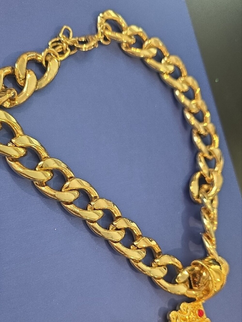 MASSIVE Gold-Tone Multi CABACHON Cross Pendant Necklace -MISS ANNS EXCLUSIVE - Picture 5 of 5